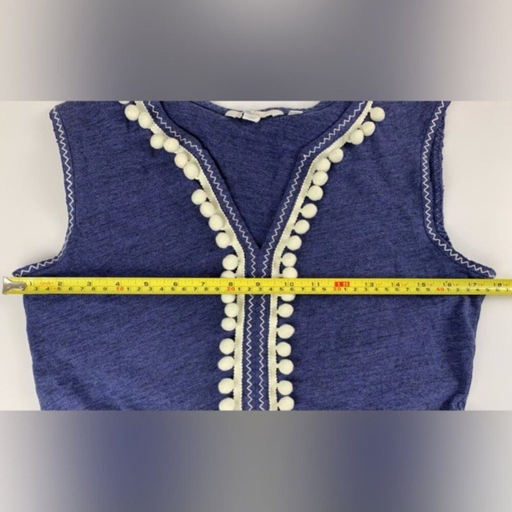 BODEN Carina Sleeveless Knit Mini Dress Navy/White Pom Poms Ric Rac Detail Sz 6R - Picture 9 of 11